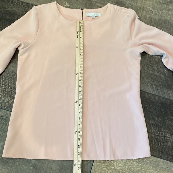 LOFT Beautiful Petal Pink Bell Sleeve Blouse Size Medium - Picture 6 of 9